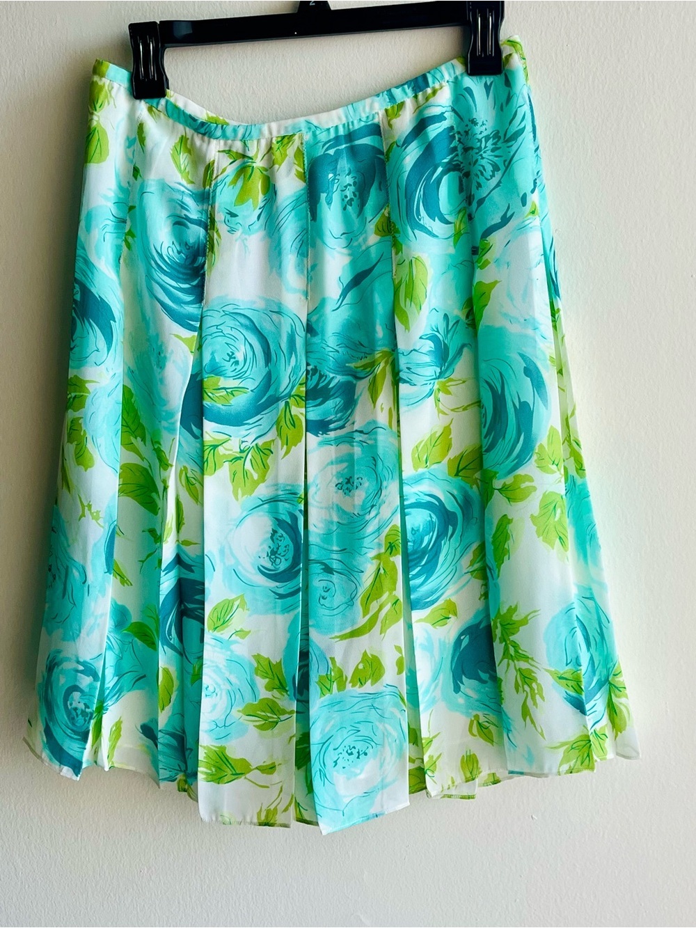 Bob Mackie Turquoise and Lime Floral Circle Skirt Silk size 8